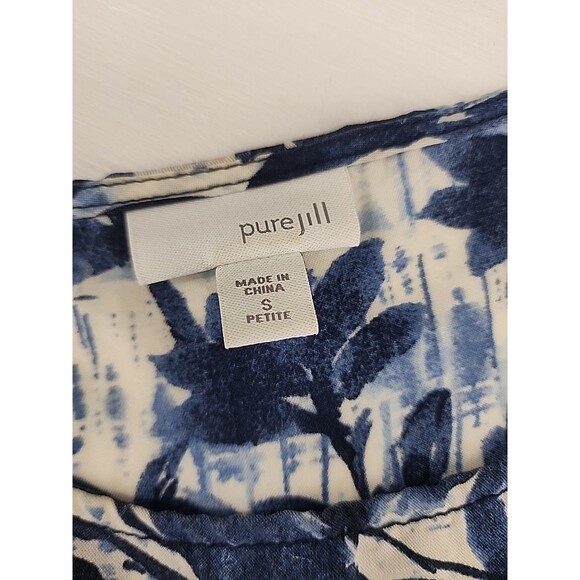 J. Jill Sz SP | Navy Blue Boho Floral Feminine Casual Sleeveless Tank Top - Picture 3 of 6